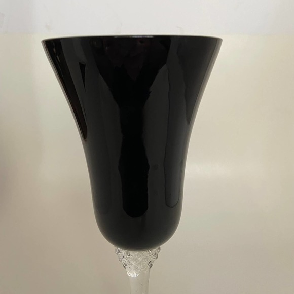 Circleware Crystal Glass Black Diamond Stem Tulip Shape Water Goblet Dc'ed Rare - Picture 2 of 5